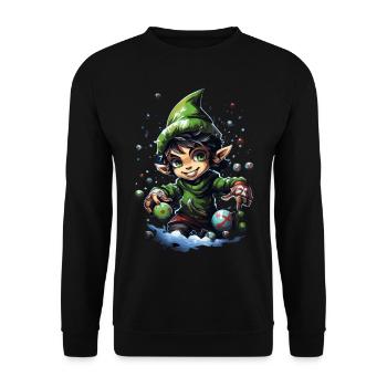 Tenue de Noël Cool Elf - Sweat-shirt Unisexe - noir - Devant - Alina (178cm) & Michal (187cm)