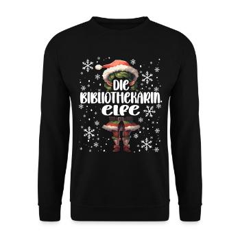 Weihnachtsoutfit Bibliothekarin Wichtel - Unisex Pullover - Schwarz - Vorne - Alina (178cm) & Michal (187cm)