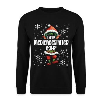 Weihnachtsoutfit Mediengestalter Wichtel - Unisex Pullover - Schwarz - Vorne - Alina (178cm) & Michal (187cm)
