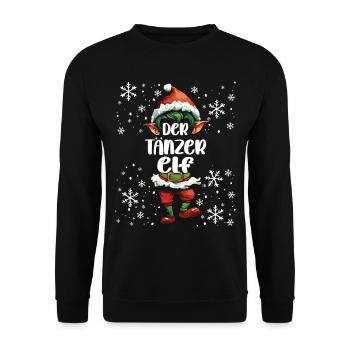 Weihnachtsoutfit Tänzer Wichtel - Unisex Pullover - Schwarz - Vorne - Alina (178cm) & Michal (187cm)