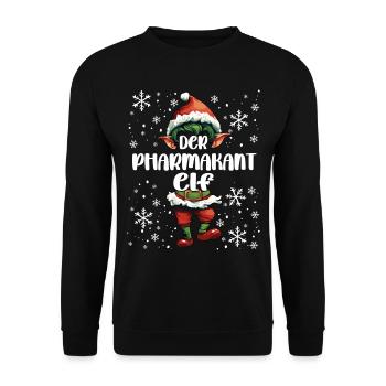 Weihnachtsoutfit Pharmakant Wichtel - Unisex Pullover - Schwarz - Vorne - Alina (178cm) & Michal (187cm)