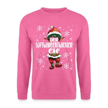 Weihnachtsoutfit Softwareentwickler Elf - Unisex Pullover - Pink - Vorne