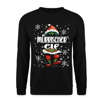 Tenue de Noël Grumpy Elf - Sweat-shirt Unisexe - noir - Devant - Alina (178cm) & Michal (187cm)