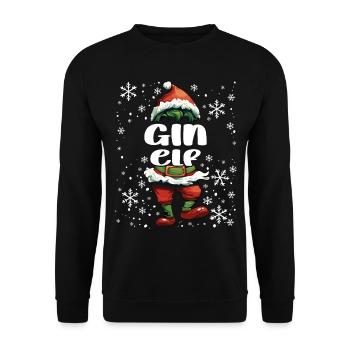 Tenue de Noël Gin Elf - Sweat-shirt Unisexe - noir - Devant - Alina (178cm) & Michal (187cm)