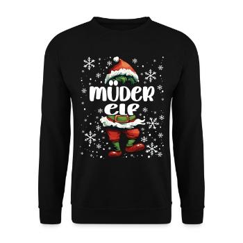 Tenue de Noël Elfe fatigué - Sweat-shirt Unisexe - noir - Devant - Alina (178cm) & Michal (187cm)