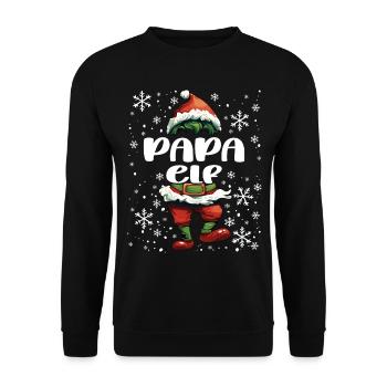 Tenue de Noël Papa Elfe - Sweat-shirt Unisexe - noir - Devant - Alina (178cm) & Michal (187cm)
