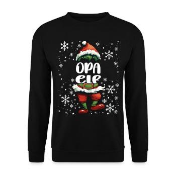 Weihnachtsoutfit Opa Elf - Unisex Pullover - Schwarz - Vorne - Alina (178cm) & Michal (187cm)