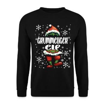 Weihnachtsoutfit Grummeliger Elf - Unisex Pullover - Schwarz - Vorne - Alina (178cm) & Michal (187cm)