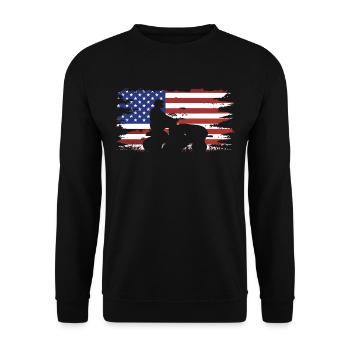 Tondeuse de course drôle Drapeau américain - Sweat-shirt Unisexe - noir - Devant - Alina (178cm) & Michal (187cm)