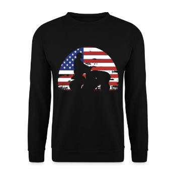 Tondeuse de course drôle Drapeau américain - Sweat-shirt Unisexe - noir - Devant - Alina (178cm) & Michal (187cm)
