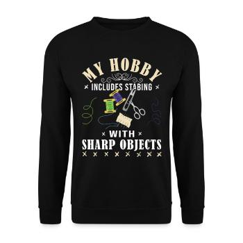 La couture croisée, mon passe-temps est la couture - Sweat-shirt Unisexe - noir - Devant - Alina (178cm) & Michal (187cm)