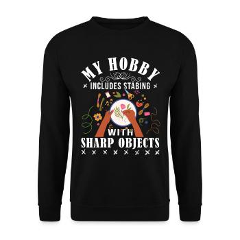 La couture croisée, mon passe-temps est la couture - Sweat-shirt Unisexe - noir - Devant - Alina (178cm) & Michal (187cm)