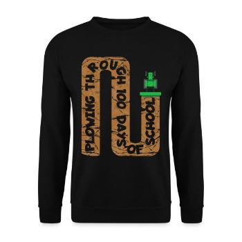 100. Tag Des Schul Traktorkostüms 100 Schultage - Unisex Pullover - Schwarz - Vorne - Alina (178cm) & Michal (187cm)