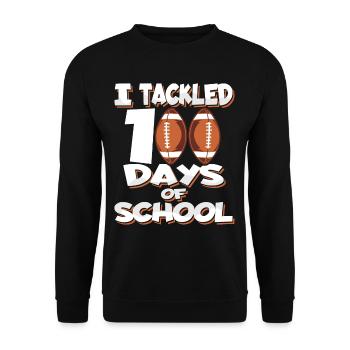 100. Tag Des Schulfußballkostüms 100 Schultage - Unisex Pullover - Schwarz - Vorne - Alina (178cm) & Michal (187cm)
