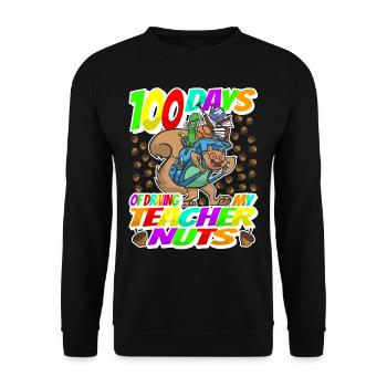 100. Tag Des Schultages Eichhörnchenkostüm 100 - Unisex Pullover - Schwarz - Vorne - Alina (178cm) & Michal (187cm)