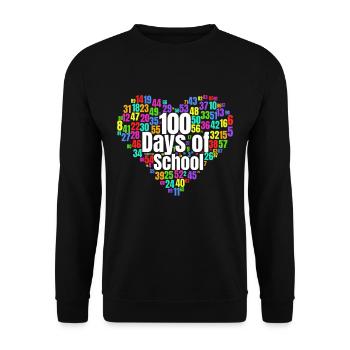 100. Tag Des Schulherzkostüms 100 Schultage - Unisex Pullover - Schwarz - Vorne - Alina (178cm) & Michal (187cm)