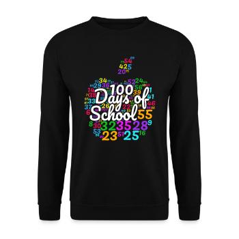 100. Tag Des Schulanlegeskostüms 100 Schultage - Unisex Pullover - Schwarz - Vorne - Alina (178cm) & Michal (187cm)