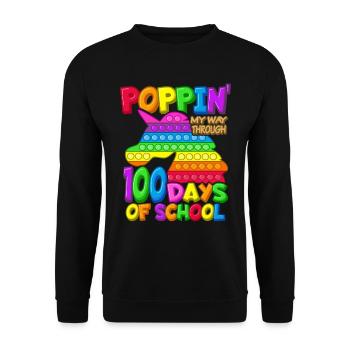 100. Schultag Einhornkostüm 100 Schultage - Unisex Pullover - Schwarz - Vorne - Alina (178cm) & Michal (187cm)