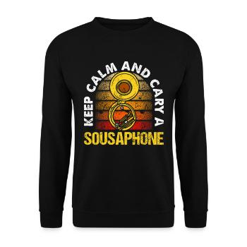 Funny Sousaphone Brass Band Player Marschband - Unisex Pullover - Schwarz - Vorne - Alina (178cm) & Michal (187cm)