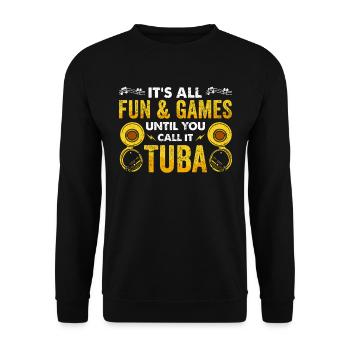 Funny Sousaphone Brass Band Player Marschband - Unisex Pullover - Schwarz - Vorne - Alina (178cm) & Michal (187cm)