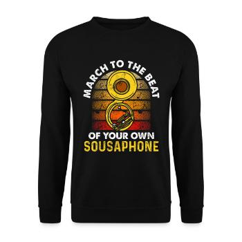 Funny Sousaphone Brass Band Player Marschband - Unisex Pullover - Schwarz - Vorne - Alina (178cm) & Michal (187cm)