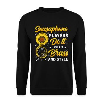 Funny Sousaphone Brass Band Player Marschband - Unisex Pullover - Schwarz - Vorne - Alina (178cm) & Michal (187cm)