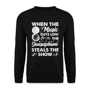 Funny Sousaphone Brass Band Player Marschband - Unisex Pullover - Schwarz - Vorne - Alina (178cm) & Michal (187cm)