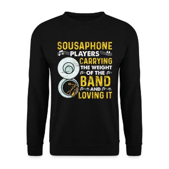 Funny Sousaphone Brass Band Player Marschband - Unisex Pullover - Schwarz - Vorne - Alina (178cm) & Michal (187cm)