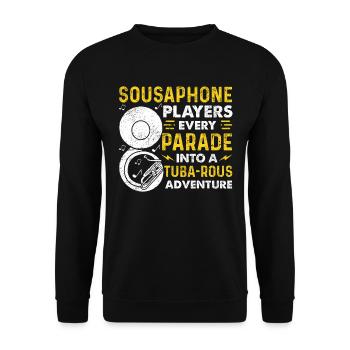 Funny Sousaphone Brass Band Player Marschband - Unisex Pullover - Schwarz - Vorne - Alina (178cm) & Michal (187cm)