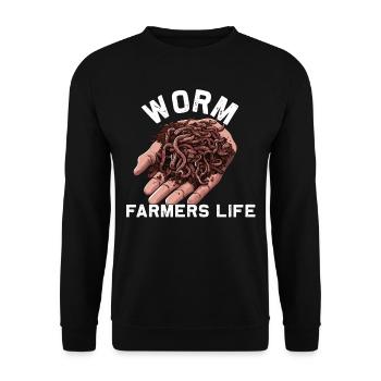 Earthworm -Handworm -Agriculture - Unisex Sweatshirt - black - Front - Alina (178cm) & Michal (187cm)