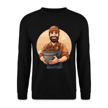 Earthworm -Handworm -Farmer -Worm - Unisex Sweatshirt - black - Front - Alina (178cm) & Michal (187cm)
