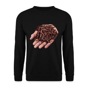 Earthworm -Handworm -Farmer -Worm - Unisex Sweatshirt - black - Front - Alina (178cm) & Michal (187cm)