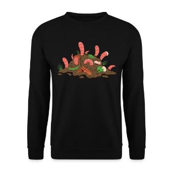 Earthworm Vermicompost Worm Farmer's Worm - Unisex Sweatshirt - black - Front - Alina (178cm) & Michal (187cm)