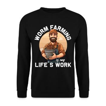Earthworm -Handworm -Farmer -Worm - Unisex Sweatshirt - black - Front - Alina (178cm) & Michal (187cm)
