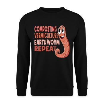 Earthworm Garden, Vermiculture Worm, Farmer Worm - Unisex Sweatshirt - black - Front - Alina (178cm) & Michal (187cm)