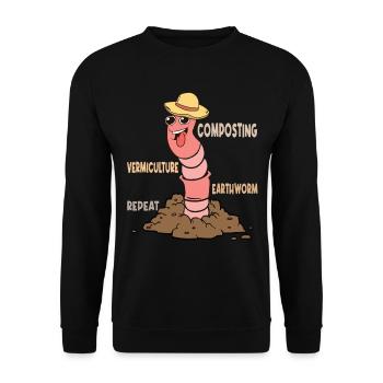 Earthworm Garden, Vermiculture Worm, Farmer Worm - Unisex Sweatshirt - black - Front - Alina (178cm) & Michal (187cm)