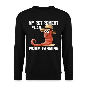 Funny Earthworm Worm Farmer Pension Plan - Unisex Sweatshirt - black - Front - Alina (178cm) & Michal (187cm)
