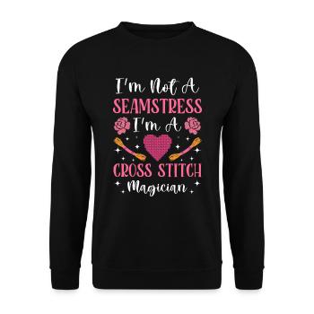 Point de broderie amusant au point de croix - Sweat-shirt Unisexe - noir - Devant - Alina (178cm) & Michal (187cm)