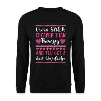 Point de broderie amusant au point de croix - Sweat-shirt Unisexe - noir - Devant - Alina (178cm) & Michal (187cm)