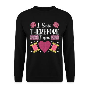 Point de croix amusant avec force de broderie. - Sweat-shirt Unisexe - noir - Devant - Alina (178cm) & Michal (187cm)