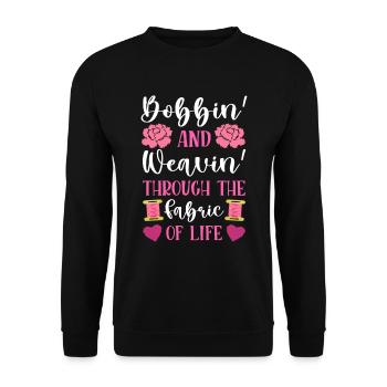 Point de croix amusant avec force de broderie. - Sweat-shirt Unisexe - noir - Devant - Alina (178cm) & Michal (187cm)