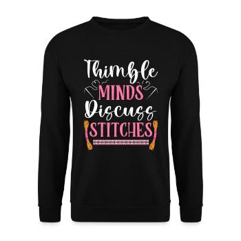 Point de croix amusant avec force de broderie. - Sweat-shirt Unisexe - noir - Devant - Alina (178cm) & Michal (187cm)