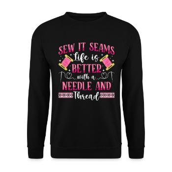 Aiguille à broder au point de croix, points amusants - Sweat-shirt Unisexe - noir - Devant - Alina (178cm) & Michal (187cm)