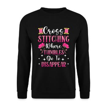 Aiguille à broder au point de croix, points amusants - Sweat-shirt Unisexe - noir - Devant - Alina (178cm) & Michal (187cm)