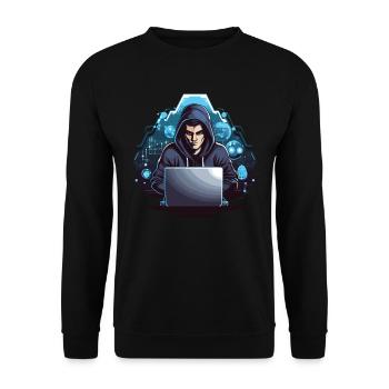Drôle Hacker Style Hacking Amant Ordinateur - Sweat-shirt Unisexe - noir - Devant - Alina (178cm) & Michal (187cm)