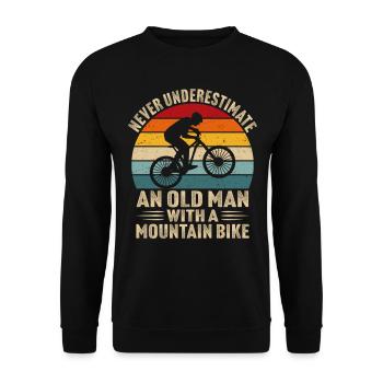 Alter Mann mit Mountainbike - Unisex Pullover - Schwarz - Vorne - Alina (178cm) & Michal (187cm)