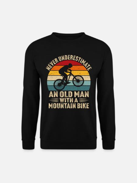 Alter Mann mit Mountainbike - Unisex Pullover - Schwarz