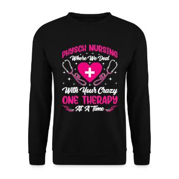 Soins infirmiers psychiatriquesPsychiatrique - Sweat-shirt Unisexe - noir - Devant - Alina (178cm) & Michal (187cm)