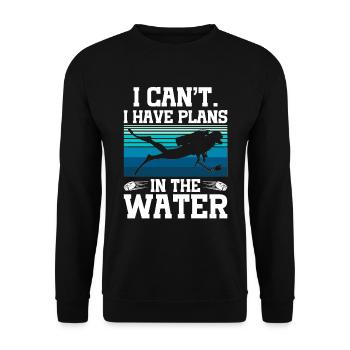 "I can't make plans in the water" Underwater Hockey - Unisex Sweatshirt - black - Front - Alina (178cm) & Michal (187cm)