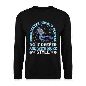 Unterwasserhockey Machen Es Tiefer Und Mit Mehr - Unisex Pullover - Schwarz - Vorne - Alina (178cm) & Michal (187cm)